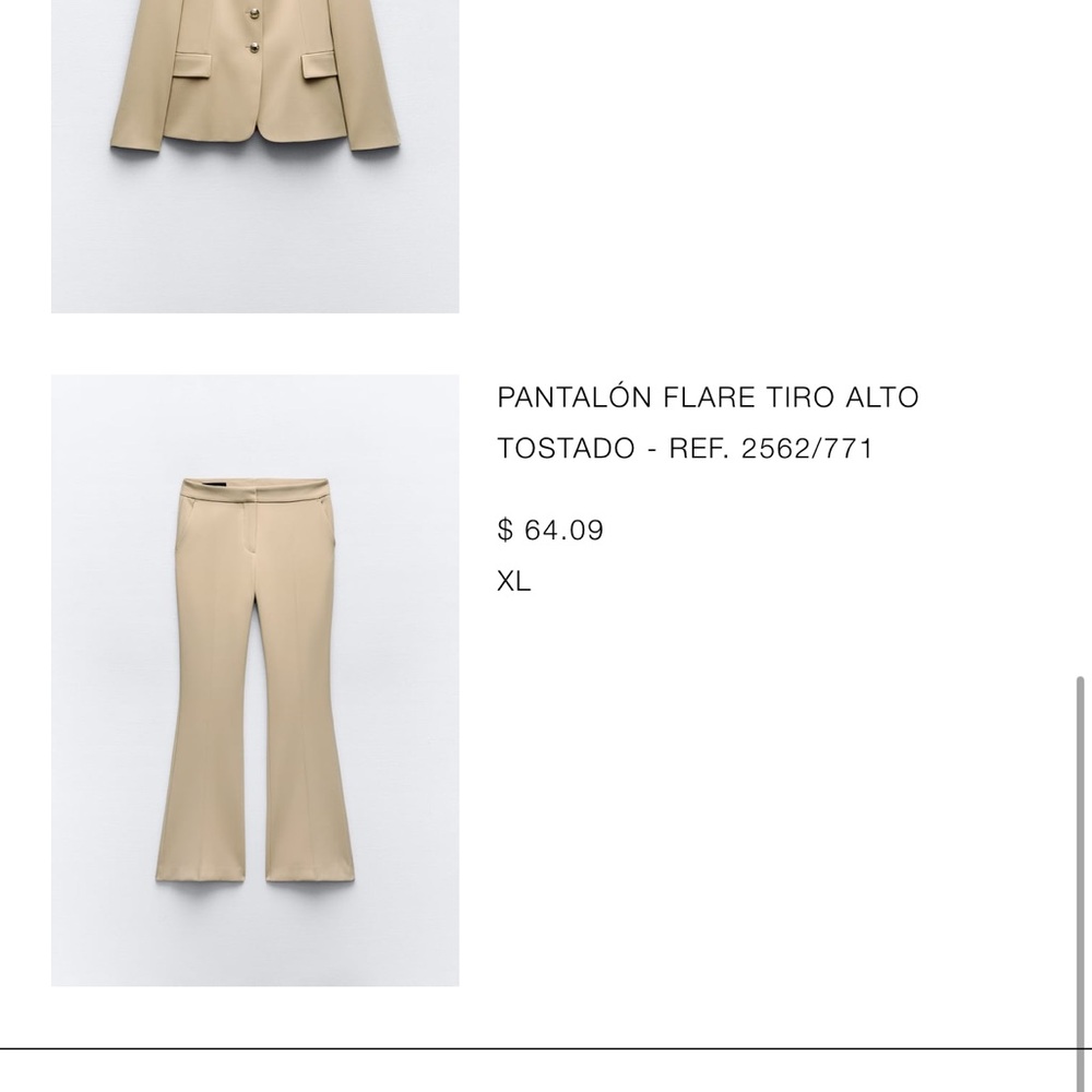 ZARA CAMEL PANTS REF 2562/771 PART OF A SET